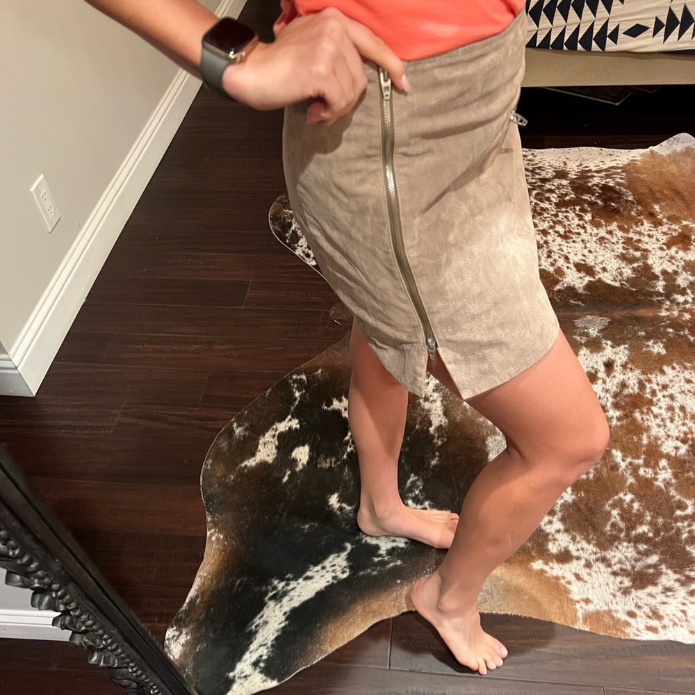 Tan leather skirt